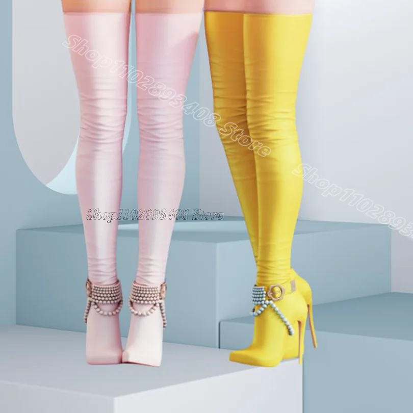 Yellow Pearl Decor Over Knee Boots Pointed Toe Sweet Style Fashion Spring Women Party Over Knee Boots 2024 Zapatos Para Mujere
Yellow Pearl Decor Over Knee Boots Pointed Toe Sweet Style Fashion Spring Women Party Over Knee Boots 2024 Zapatos Para Mujere
