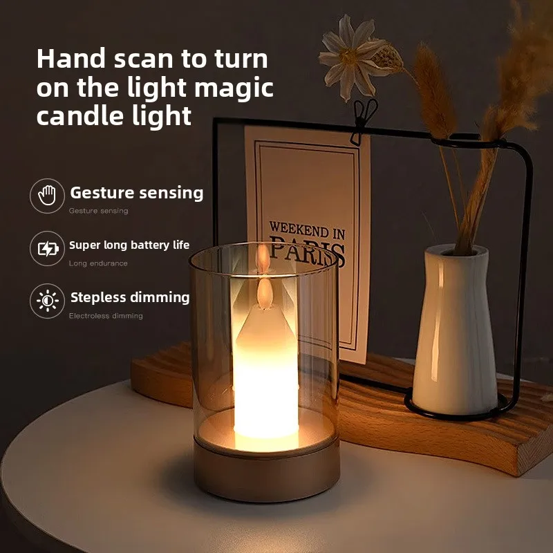 LED creative night, romantic candle, restaurant bar desktop environment, candle holder, hand sweep sensor light
LED creative night, romantic candle, restaurant bar desktop environment, candle holder, hand sweep sensor light