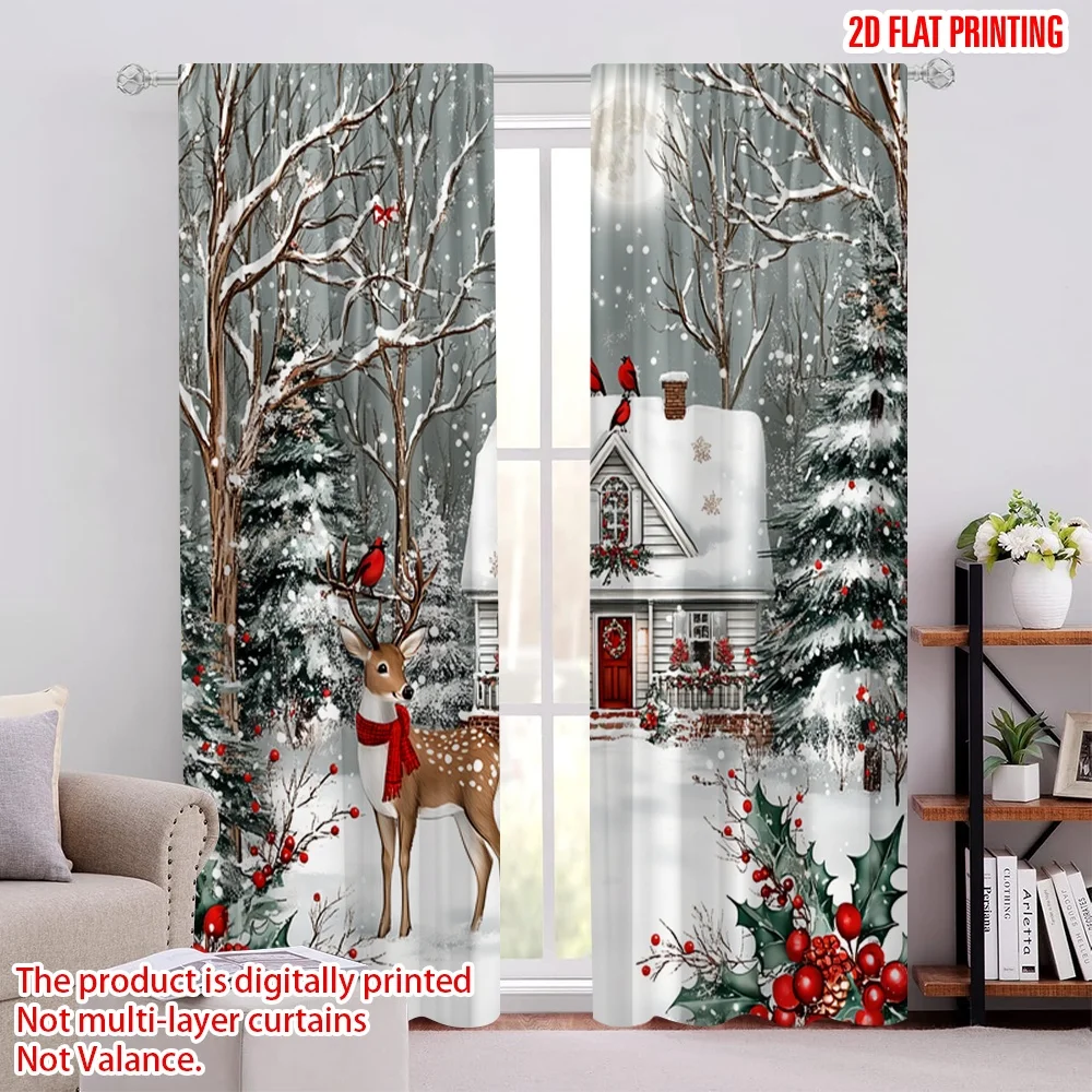 2Pcs 2D Flat PrintingWinter Christmas Curtain Xmas Pine Tree Cardinal Deer Nature Forest White Snowy Scenery Farmhouse New Year
2Pcs 2D Flat PrintingWinter Christmas Curtain Xmas Pine Tree Cardinal Deer Nature Forest White Snowy Scenery Farmhouse New Year