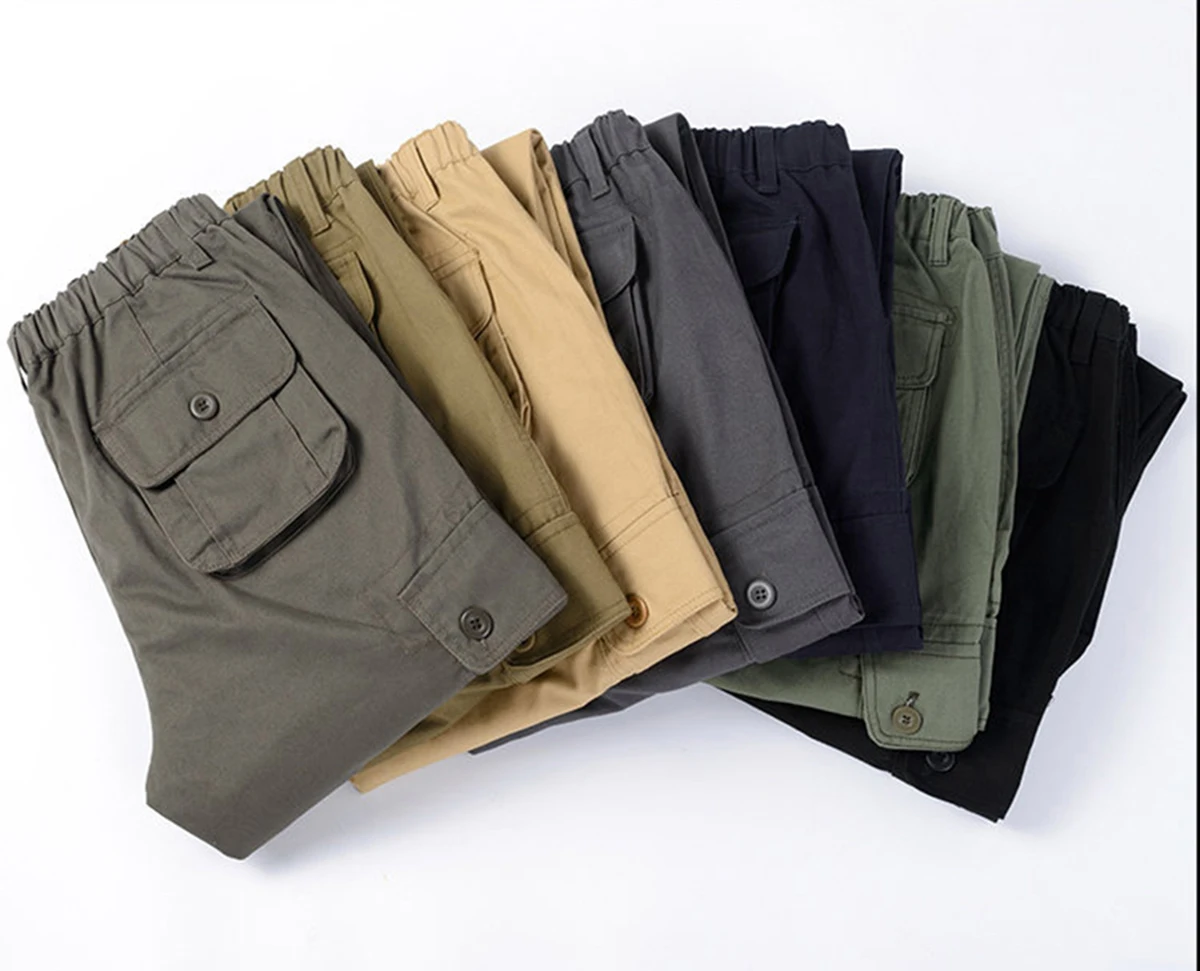 Men's Multi-Pocket Cargo Pants Elastic Waist Casual Work Trousers 7 Colors Outdoor Hiking Pants With Belt
Men's Multi-Pocket Cargo Pants Elastic Waist Casual Work Trousers 7 Colors Outdoor Hiking Pants With Belt