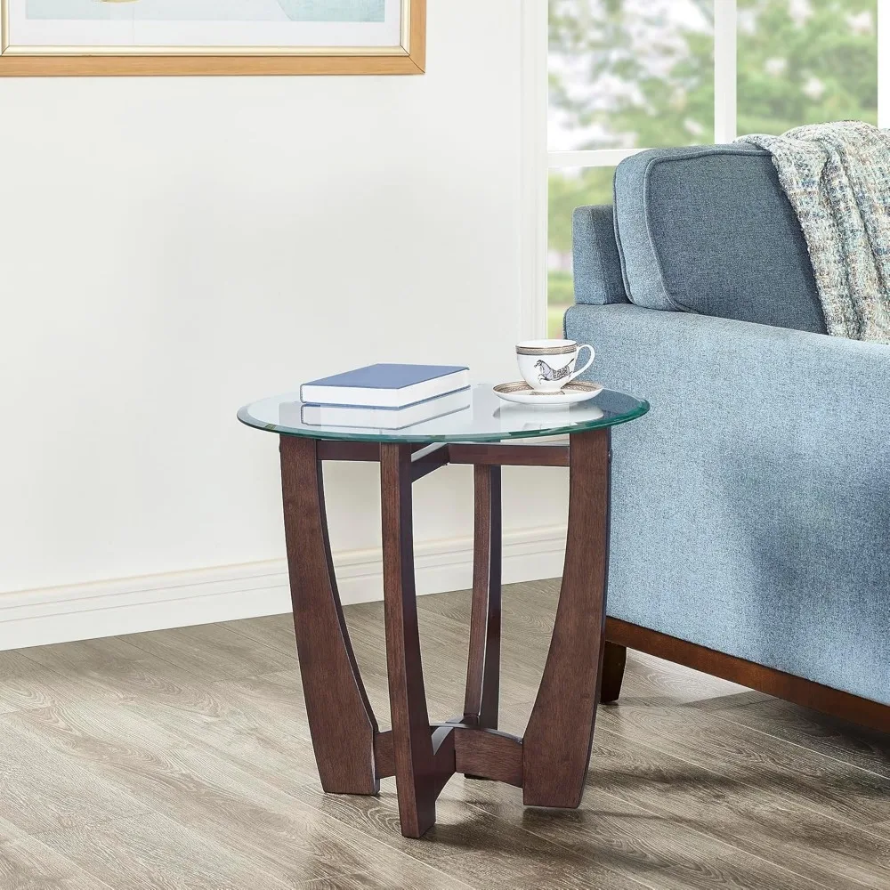 23.5 Round Side Tables, Small Space End Table with Tempered Glass Tabletop, Glass Coffee Table with Cross and Solid Wood Base, S
23.5 Round Side Tables, Small Space End Table with Tempered Glass Tabletop, Glass Coffee Table with Cross and Solid Wood Base, S