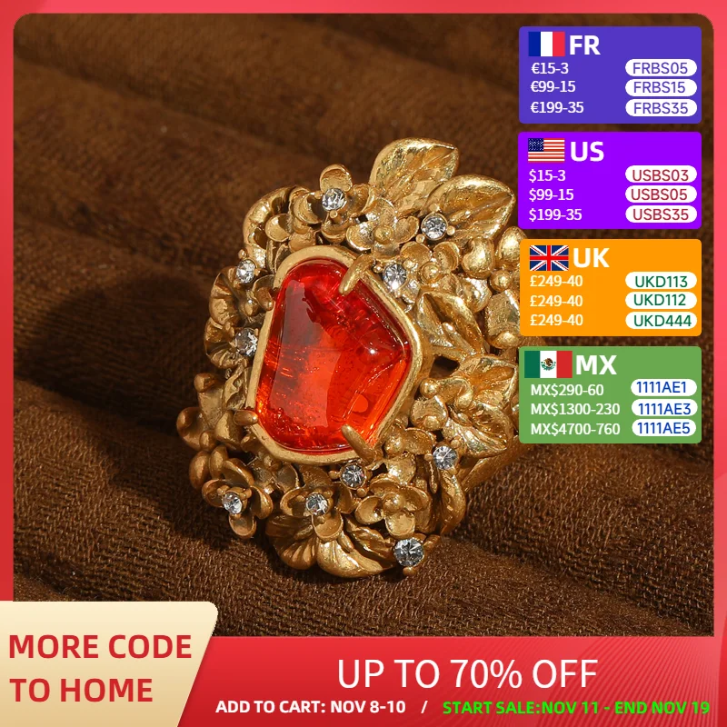 Vintage Rings Red Glazed Flower Petals For Woman Rhinestone Gold Color Branches Leaves Luxury Quality Jewelry Designer 2025 New
Vintage Rings Red Glazed Flower Petals For Woman Rhinestone Gold Color Branches Leaves Luxury Quality Jewelry Designer 2025 New