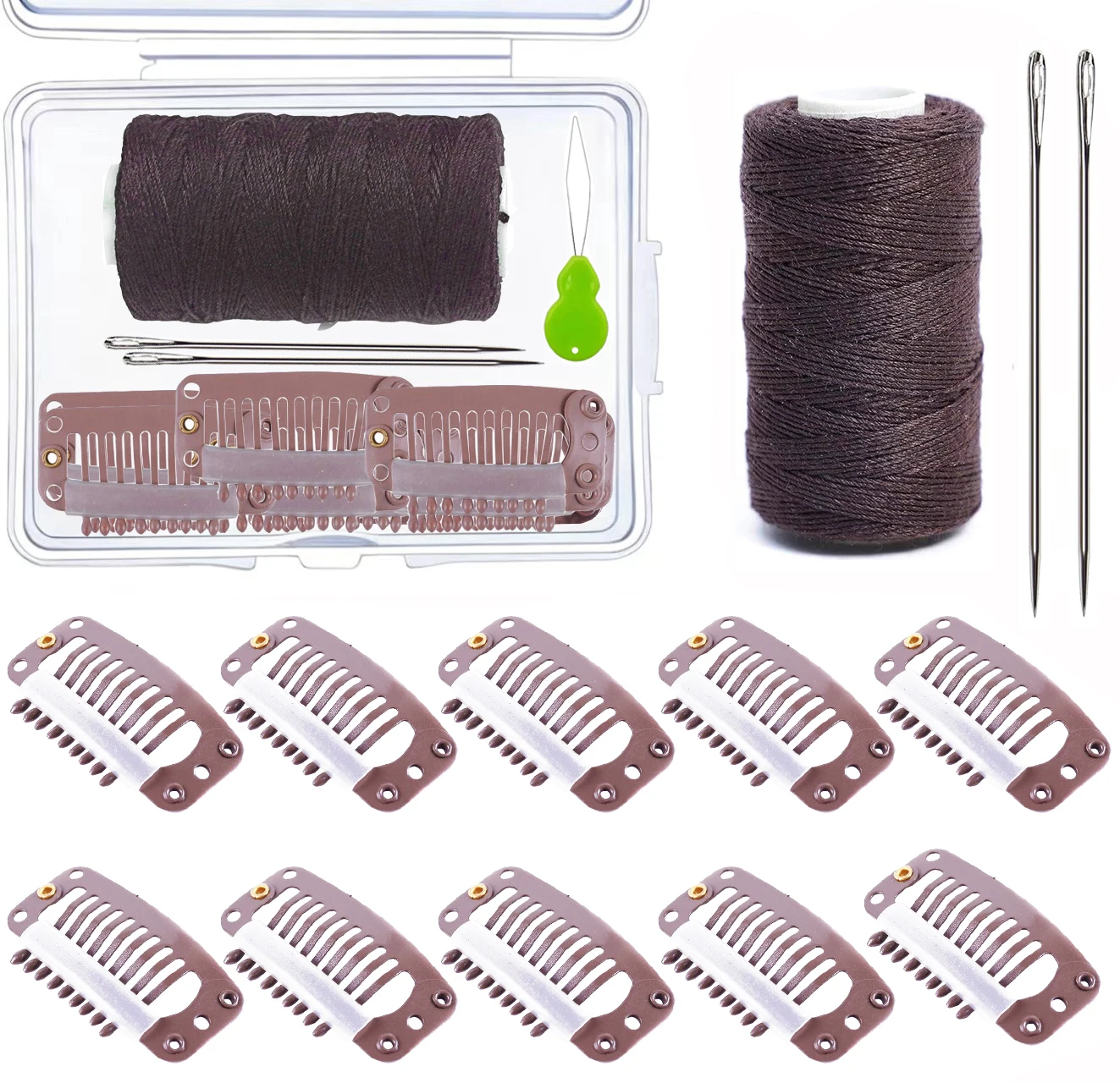 14 Pcs 9-teeth Beige/Brown/Black Hair Extension Clips with DIY Needle and Thread Kit - Wigs Snap Clips Wig Accessories Clips
14 Pcs 9-teeth Beige/Brown/Black Hair Extension Clips with DIY Needle and Thread Kit - Wigs Snap Clips Wig Accessories Clips