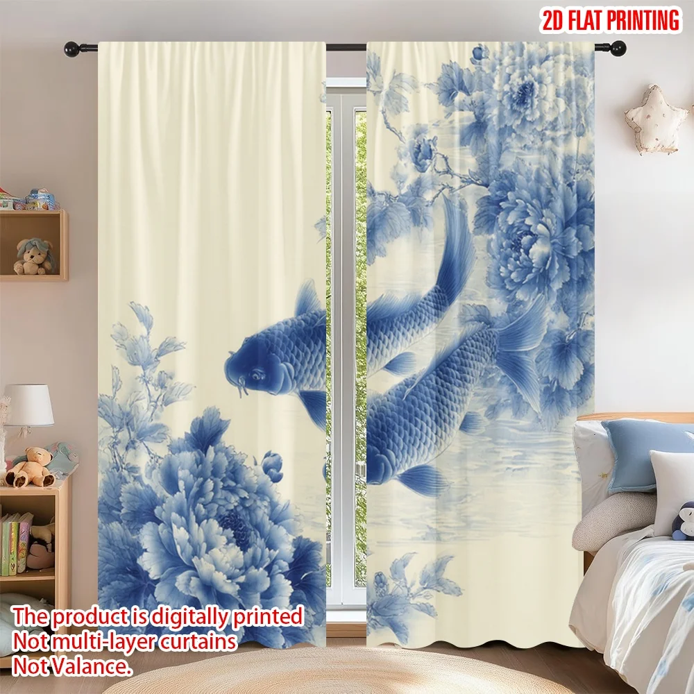 2D flat printing 2pcs Curtain Curtain Chinese New Year Koi Digital Printed Polyester Drapes Family Party Decoration for Holiday
2D flat printing 2pcs Curtain Curtain Chinese New Year Koi Digital Printed Polyester Drapes Family Party Decoration for Holiday