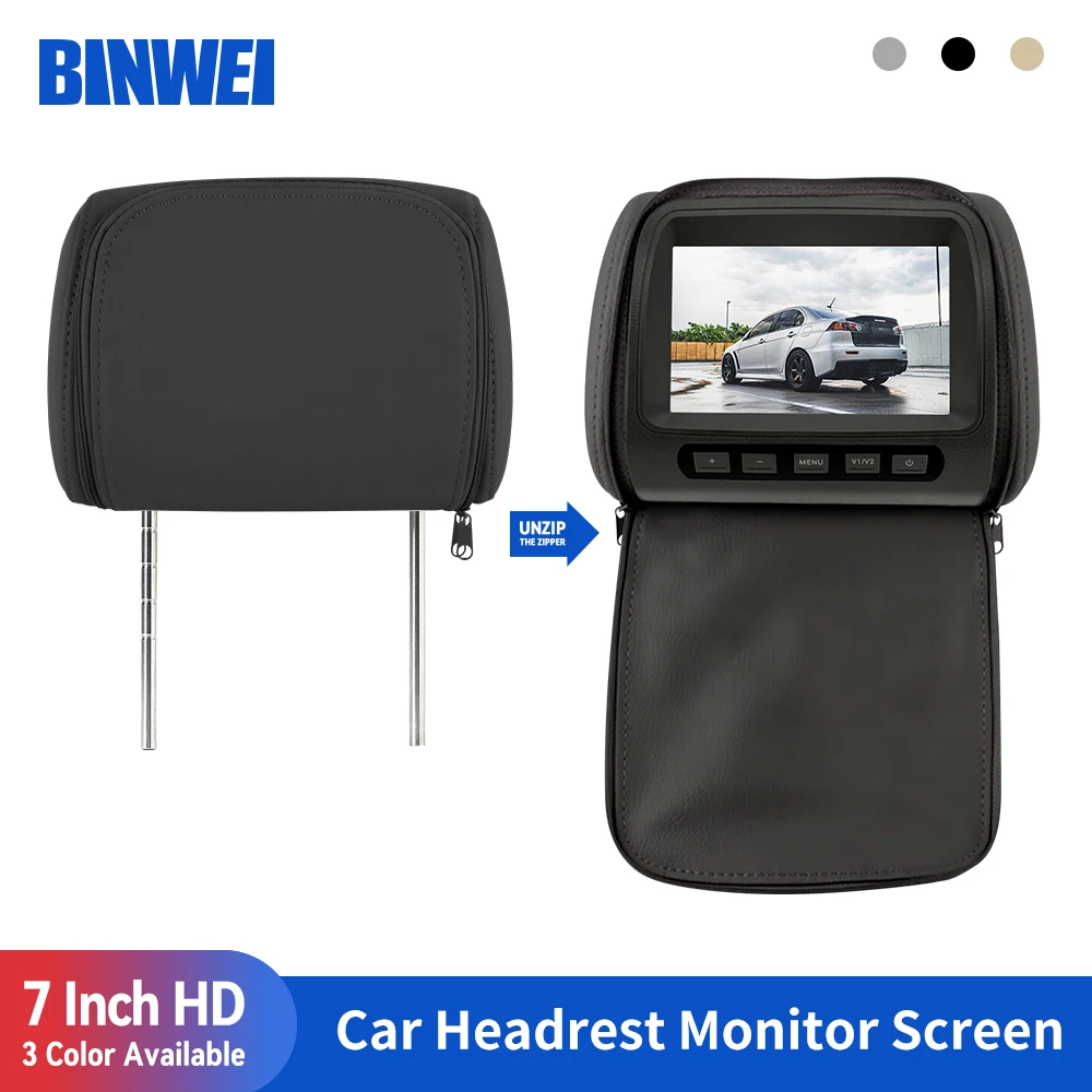 BINWEI 7 Inch Car Headrest Monitor with Zip Bag Automotive no Touch Screen Pillow Monitor AV Input Display Universal
BINWEI 7 Inch Car Headrest Monitor with Zip Bag Automotive no Touch Screen Pillow Monitor AV Input Display Universal