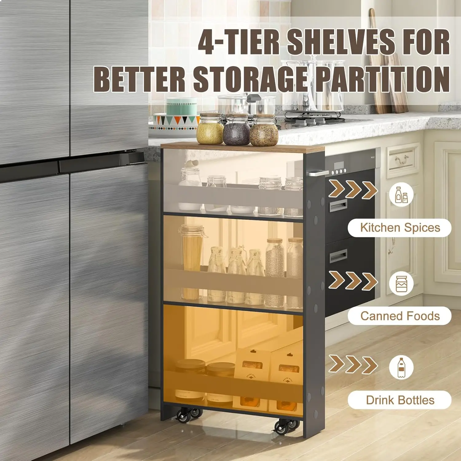 Giantex Kitchen Slim Storage Cart - 4 Tier Rolling Side Storage Cabinet W/Handle, Space Saving, Kitchen Utility Cart Tower Rack
Giantex Kitchen Slim Storage Cart - 4 Tier Rolling Side Storage Cabinet W/Handle, Space Saving, Kitchen Utility Cart Tower Rack