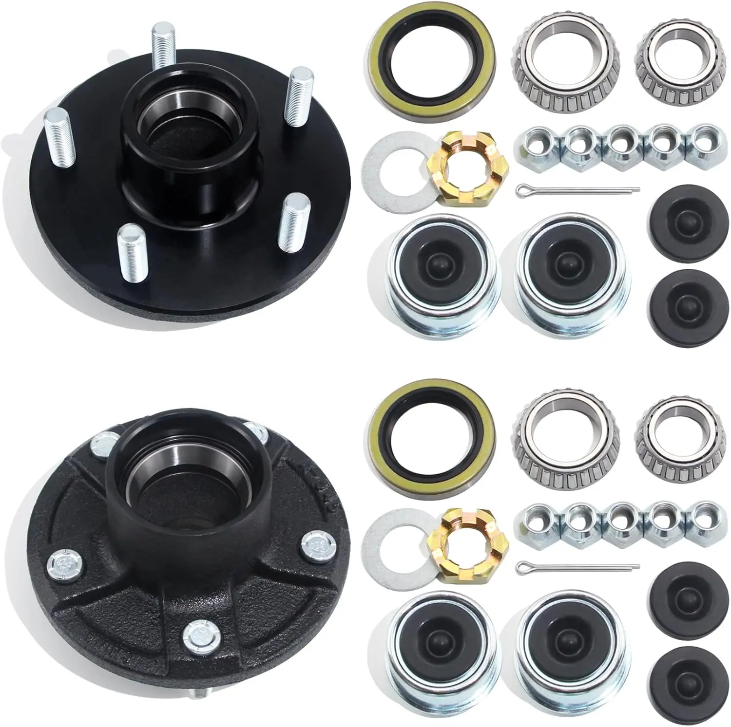 2 Sets 5x5'' Trailer Hub Kit for 3500 lbs Axles, Includes Extra Caps & Plugs
2 Sets 5x5'' Trailer Hub Kit for 3500 lbs Axles, Includes Extra Caps & Plugs