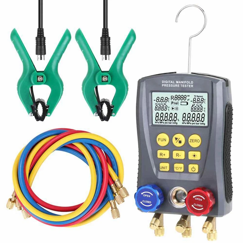 Pressure Gauge Refrigeration Digital Vacuum Pressure Manifold Tester Gray-Black Air Conditioning Temperature Tester
Pressure Gauge Refrigeration Digital Vacuum Pressure Manifold Tester Gray-Black Air Conditioning Temperature Tester