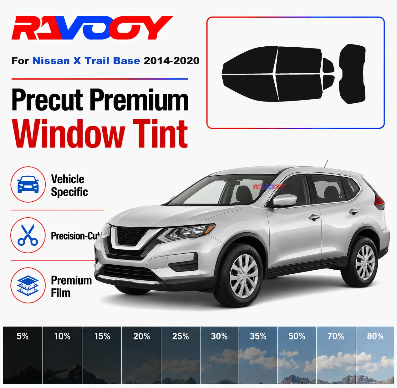 Premium Precut Window Tint Kit Front Rear Windows Rear Windshield For Nissan X Trail Base 2014-2020 Car Solar Nano Ceramic Film
Premium Precut Window Tint Kit Front Rear Windows Rear Windshield For Nissan X Trail Base 2014-2020 Car Solar Nano Ceramic Film