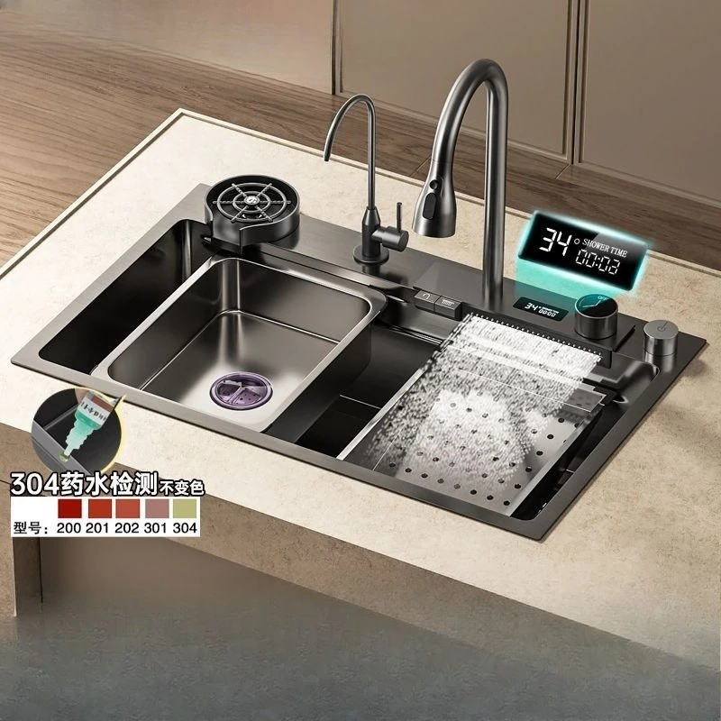 Nano SUS304 дождь из нержавеющей стали с цифровым дисплеем, раковина-водопад, одинарная раковина, кухонная раковина, бытовые раковины для посуды
Nano SUS304 дождь из нержавеющей стали с цифровым дисплеем, раковина-водопад, одинарная раковина, кухонная раковина, бытовые раковины для посуды