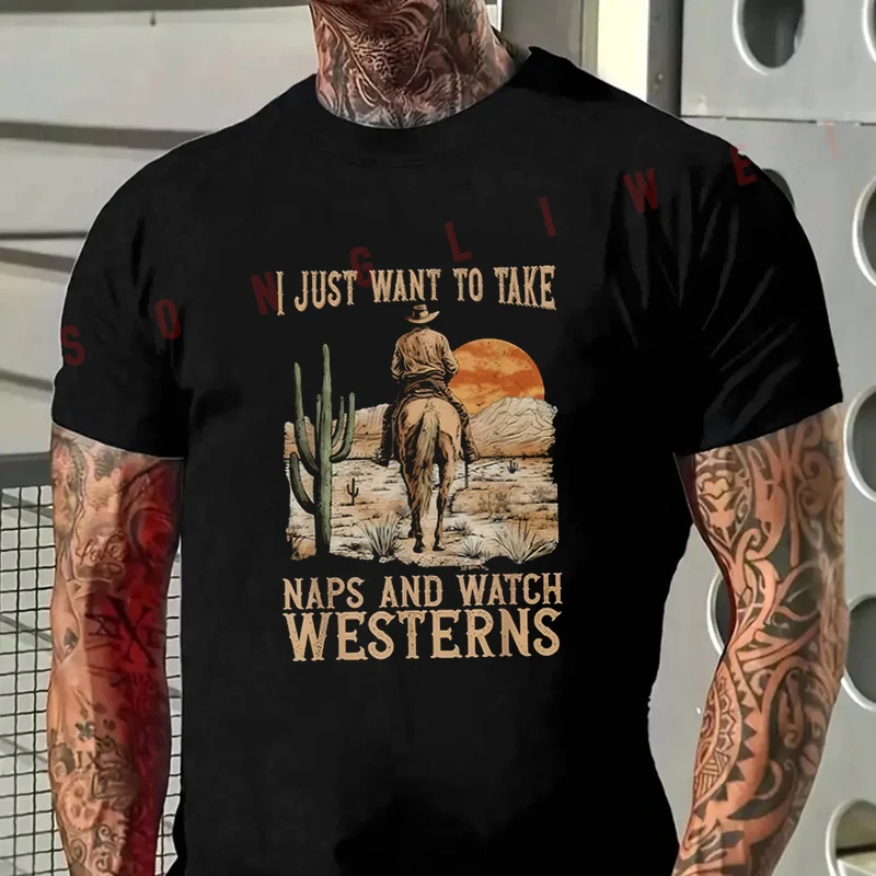 I Just Want To Take Naps And Watch Westerns Print Moto Men's Fashion T-shirt Casual For Summer Comfortable Short Sleeve Tops
I Just Want To Take Naps And Watch Westerns Print Moto Men's Fashion T-shirt Casual For Summer Comfortable Short Sleeve Tops