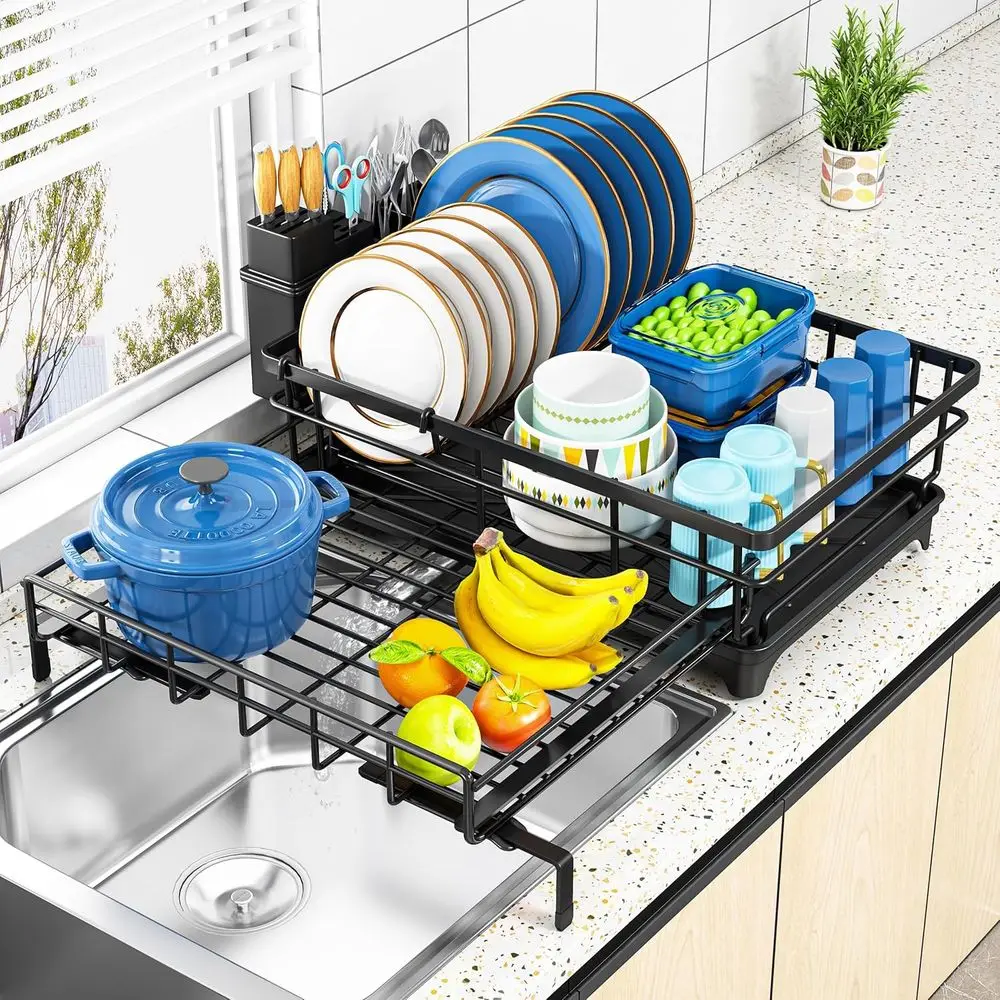 Large Dish Drying Rack - Dish Rack, Dish Drainer or Kitchen Counter, Dish Drainer with Adjustable Support Legs & Utensil Holder,
Large Dish Drying Rack - Dish Rack, Dish Drainer or Kitchen Counter, Dish Drainer with Adjustable Support Legs & Utensil Holder,