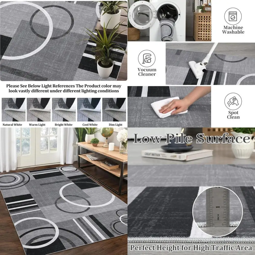 5x7 Grey Abstract Circles Washable Area Rug, Non-Slip, Soft Low Pile for Modern Living & Dining Rooms
5x7 Grey Abstract Circles Washable Area Rug, Non-Slip, Soft Low Pile for Modern Living & Dining Rooms