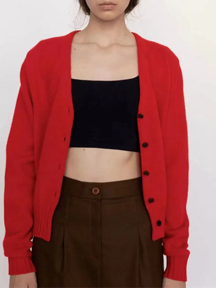 Solid Color V-neck Knit Cardigan for Women Single-Breasted Slim Fit Female Trended Sweater Knitwear Top
Solid Color V-neck Knit Cardigan for Women Single-Breasted Slim Fit Female Trended Sweater Knitwear Top