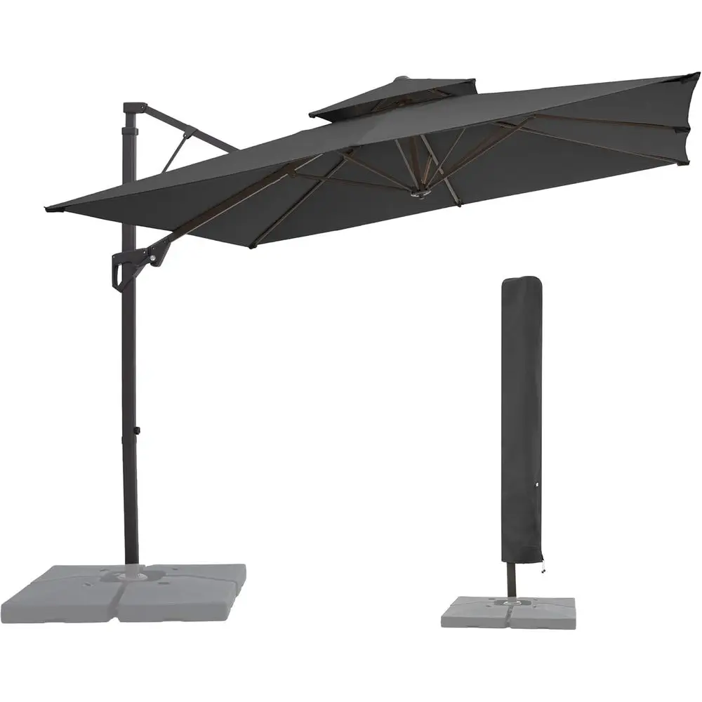 Large Square 2-Tier Cantilever Patio Umbrella with Double Vent and 360° Rotation for Outdoor Spaces, Gray
Large Square 2-Tier Cantilever Patio Umbrella with Double Vent and 360° Rotation for Outdoor Spaces, Gray