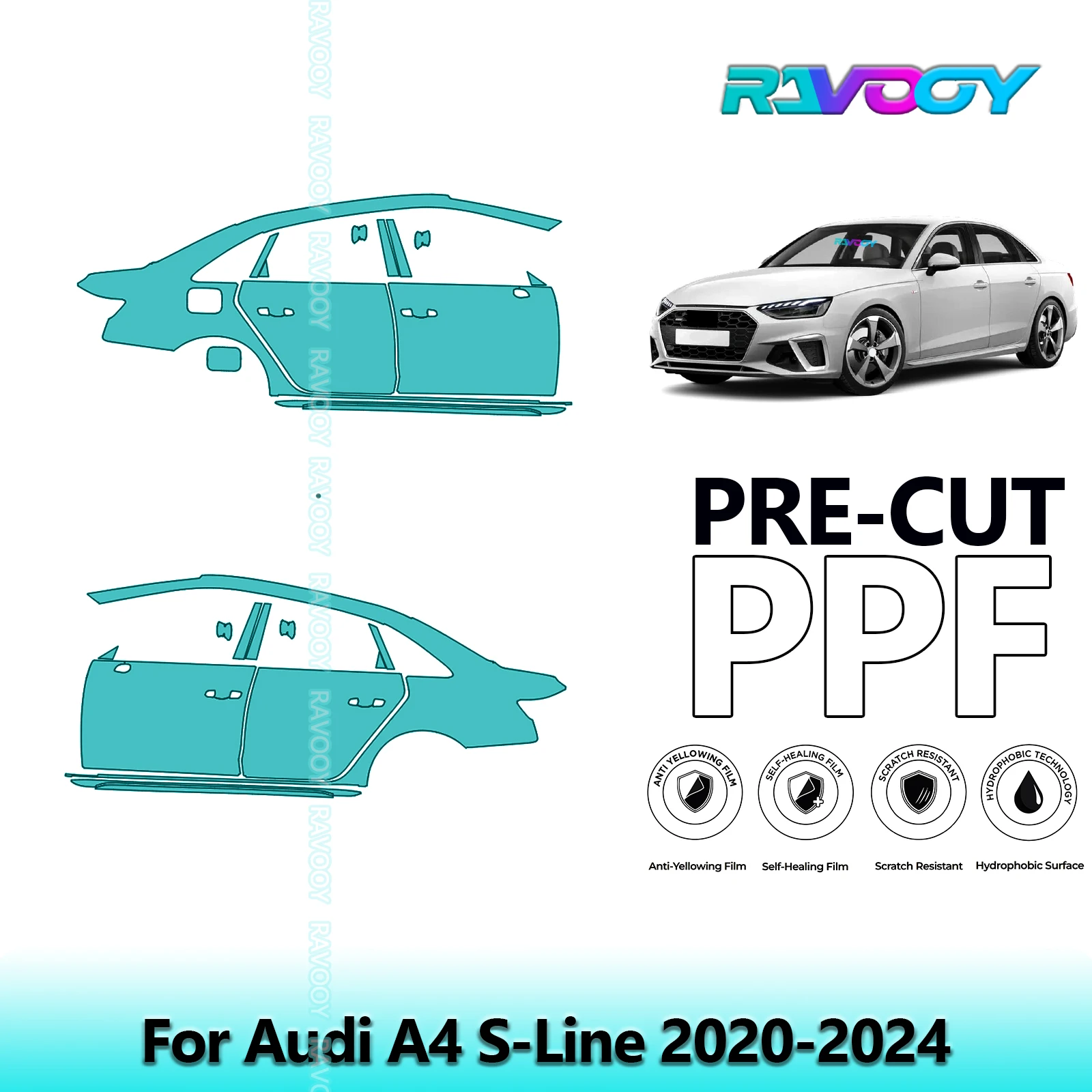 For Audi A4 S-Line 2020-2024 8.5mil Clear Matte Pre-Cut PPF Door & A/B Pillar Kit TPU Paint Protection Film Set
For Audi A4 S-Line 2020-2024 8.5mil Clear Matte Pre-Cut PPF Door & A/B Pillar Kit TPU Paint Protection Film Set