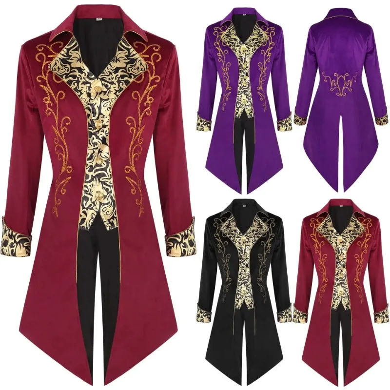 Men's Halloween Retro Steampunk Medieval Jacket Gothic Victorian Era Frock Jacket Uniform Anime Cosplay Halloween Costumes
Men's Halloween Retro Steampunk Medieval Jacket Gothic Victorian Era Frock Jacket Uniform Anime Cosplay Halloween Costumes
