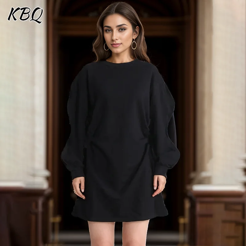 KBQ Solid Hollow Out Patchwork Drawstring Casual Dress For Women Round Neck Long Sleeve High Waist Minimalist Dresses Female New
KBQ Solid Hollow Out Patchwork Drawstring Casual Dress For Women Round Neck Long Sleeve High Waist Minimalist Dresses Female New