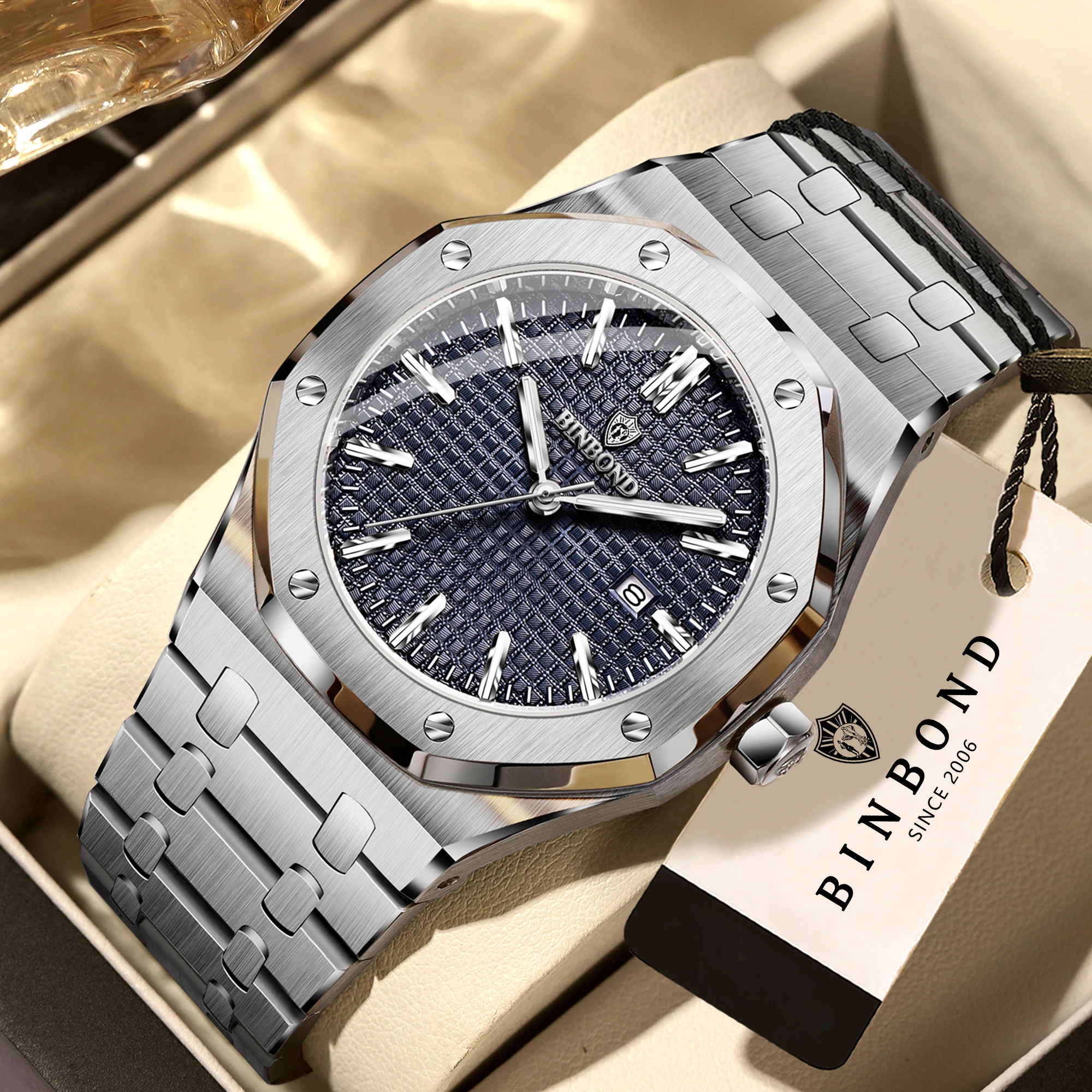 BINBOND sturdy stainless steel strap quartz wristwatches for men luxury luminous waterproof auto date accurate men's watch reloj
BINBOND sturdy stainless steel strap quartz wristwatches for men luxury luminous waterproof auto date accurate men's watch reloj