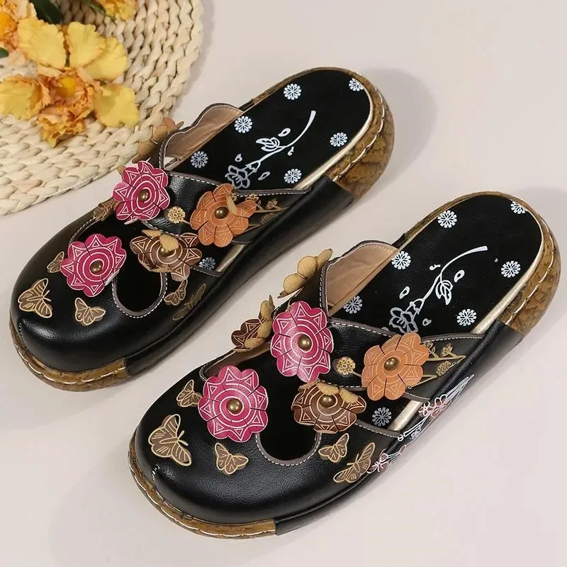 Baotou Ethnic Slippers Bottom Flower Handmade Thick Sole Retro Women's Platform Sandals Zapatillas Mujer 2026
Baotou Ethnic Slippers Bottom Flower Handmade Thick Sole Retro Women's Platform Sandals Zapatillas Mujer 2026