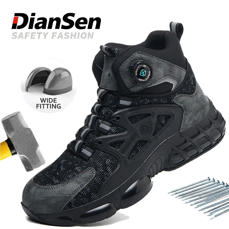Men Rotary Button Work Safety Shoes Steel Toe Anti-smash Shoes Mens Black Hiking Boots Anti-Puncture Slip Resistant Sneakers
Men Rotary Button Work Safety Shoes Steel Toe Anti-smash Shoes Mens Black Hiking Boots Anti-Puncture Slip Resistant Sneakers