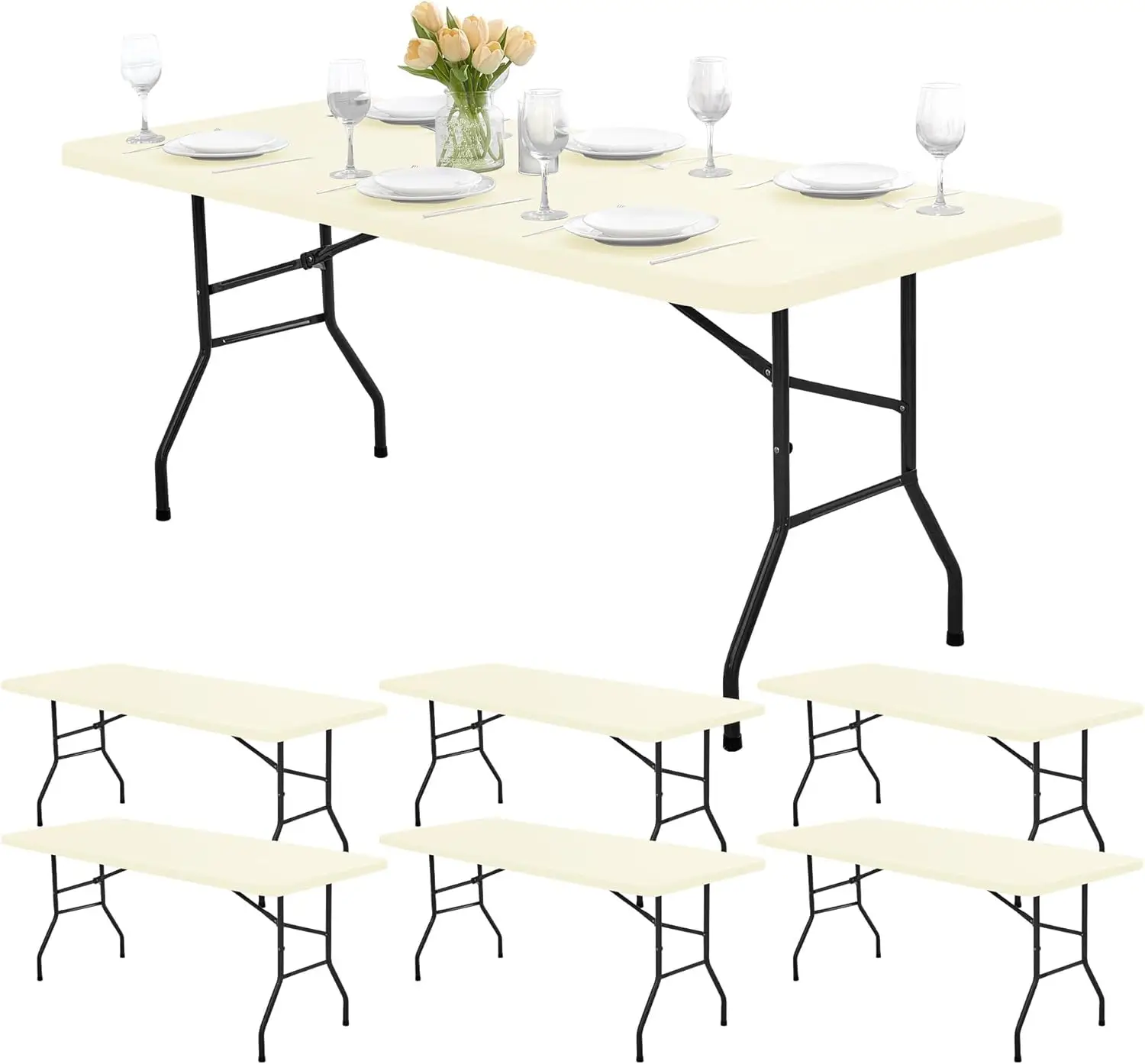 Fitted Tablecloths for 8ft Rectangle Tables - 6 Pack Outdoor Picnic Table Covers with Elastic, Washable Folding Table Protector
Fitted Tablecloths for 8ft Rectangle Tables - 6 Pack Outdoor Picnic Table Covers with Elastic, Washable Folding Table Protector