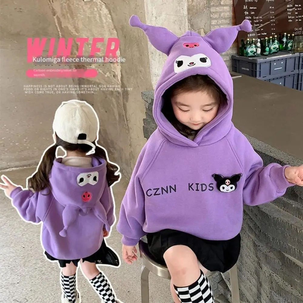 Толстовка с капюшоном для девочек Sanrio Kuromi, милый утепленный Топ с длинным рукавом и аниме, детская теплая толстовка, детская одежда на осень и зиму
Толстовка с капюшоном для девочек Sanrio Kuromi, милый утепленный Топ с длинным рукавом и аниме, детская теплая толстовка, детская одежда на осень и зиму