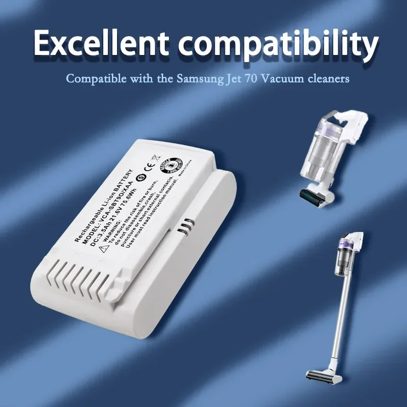 For Samsung Jet70/+ VS15T7032P4 VCA-SBT90EB VCA-SBT90E Cordless Stick Vacuum Cleaner 3500mAh Vacuum Replacement Battery
For Samsung Jet70/+ VS15T7032P4 VCA-SBT90EB VCA-SBT90E Cordless Stick Vacuum Cleaner 3500mAh Vacuum Replacement Battery
