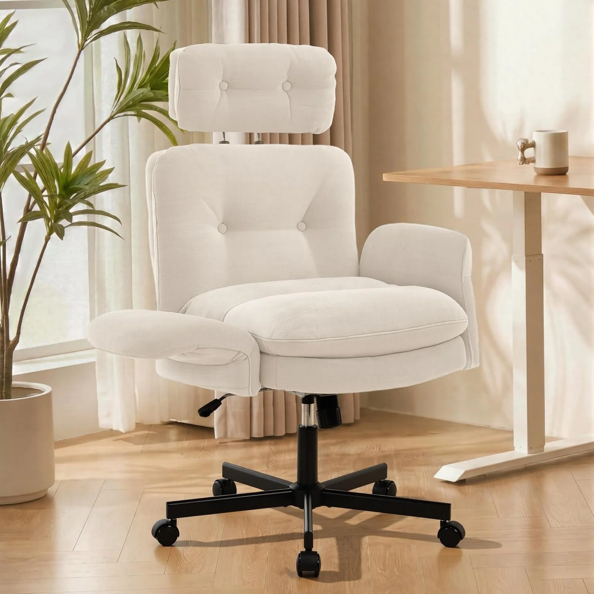 Criss Cross Chair with Adjustable Arms&Hight Back,Thicken Wide Seat Home Office Chair,Lounge Makeup Vanity Chairs with Side Pockets,Comfy Cross Legged Desk Chair,Chenille Beige
Criss Cross Chair with Adjustable Arms&Hight Back,Thicken Wide Seat Home Office Chair,Lounge Makeup Vanity Chairs with Side Pockets,Comfy Cross Legged Desk Chair,Chenille Beige