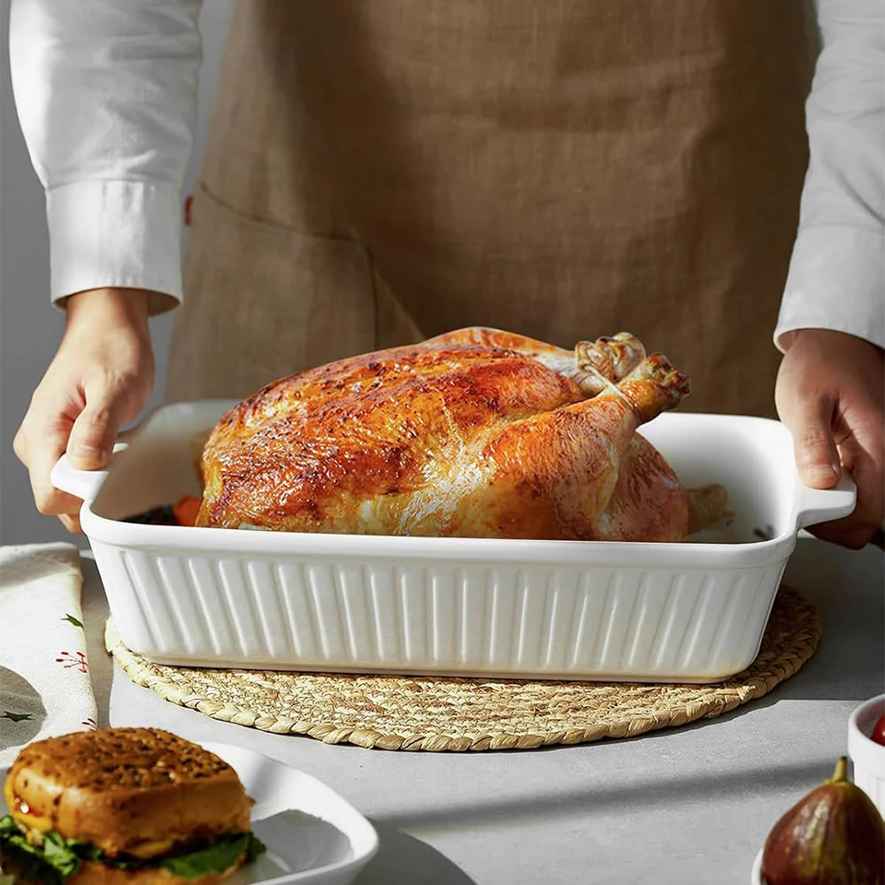 Large Rectangular Ceramic Bakeware - Oven Safe Dish for Roasting Chicken & Casserole
Large Rectangular Ceramic Bakeware - Oven Safe Dish for Roasting Chicken & Casserole
