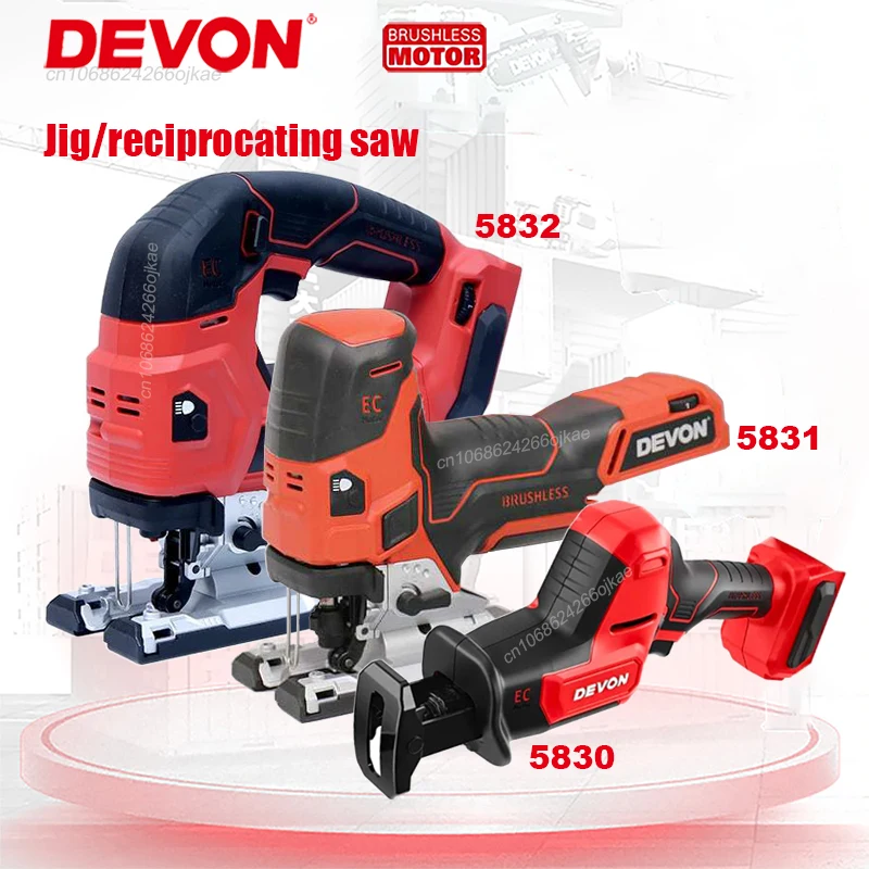 Devon Rechargeable Cordless Jig Saw Brushless 5831 20v Stroke 26mm 800/3500T/min Cutting Adjustable Angle Universal Flex Battery
Devon Rechargeable Cordless Jig Saw Brushless 5831 20v Stroke 26mm 800/3500T/min Cutting Adjustable Angle Universal Flex Battery