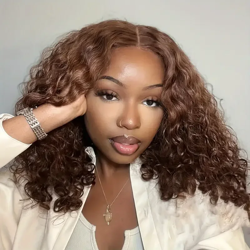 Chocolate Brown 13x4 Kinky Curly Lace Front Human Hair Wigs Pre Plucked Colored 13x6 Deep Wave Transparent Lace Frontal Wig
Chocolate Brown 13x4 Kinky Curly Lace Front Human Hair Wigs Pre Plucked Colored 13x6 Deep Wave Transparent Lace Frontal Wig