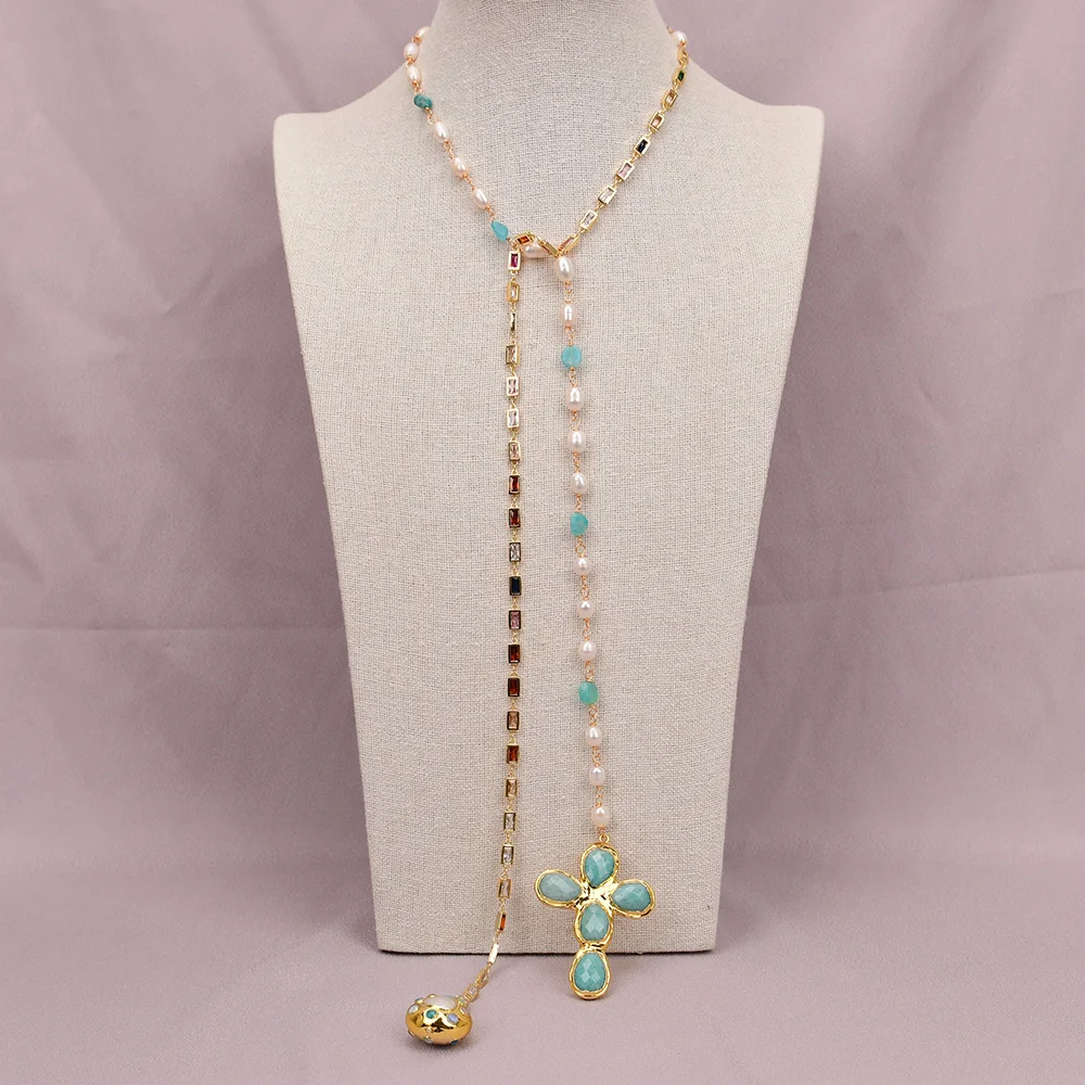 GG Натуральный Белый Жемчуг Смешанный Цвет Cz Кристалл Позолоченная Цепочка Ожерелье Амазонит Подвеска с Драгоценными Камнями
GG Натуральный Белый Жемчуг Смешанный Цвет Cz Кристалл Позолоченная Цепочка Ожерелье Амазонит Подвеска с Драгоценными Камнями