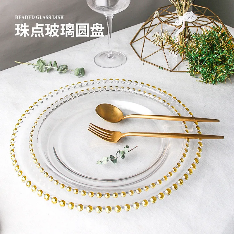 gold-plated bead plate light luxury glass electroplated disc round pearl western food steak plate silver large size bead
gold-plated bead plate light luxury glass electroplated disc round pearl western food steak plate silver large size bead
