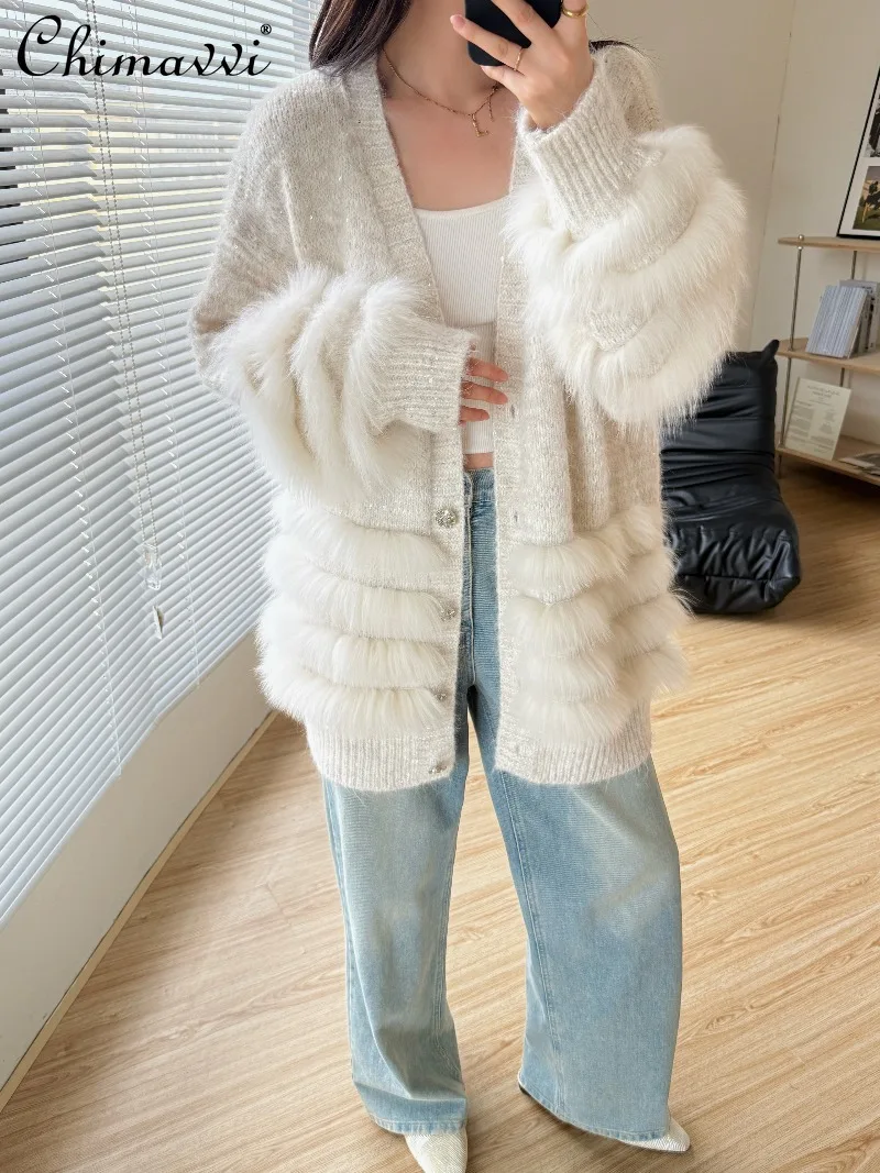 2025 Autumn Winter New High-end Fashion Loose Fox Fur Mid-length Wool Knitted Cardigan Casual Long Sleeve Sweater Women's Coat
2025 Autumn Winter New High-end Fashion Loose Fox Fur Mid-length Wool Knitted Cardigan Casual Long Sleeve Sweater Women's Coat