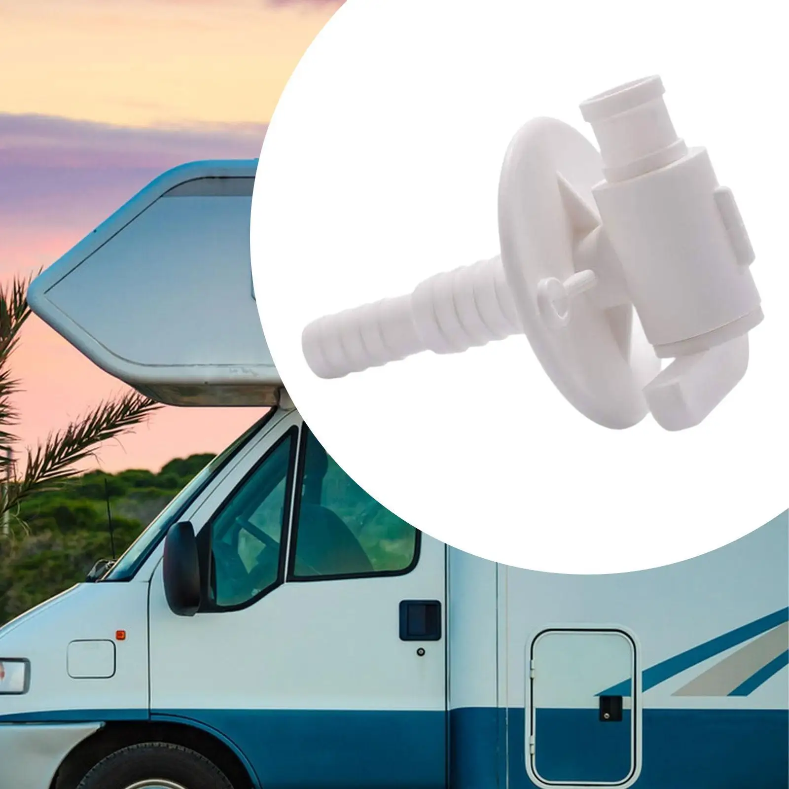 White Plastic RV Water Tank Drain Valve Flange Accessory for Freshwater Tank System Compatible with Tubing
White Plastic RV Water Tank Drain Valve Flange Accessory for Freshwater Tank System Compatible with Tubing