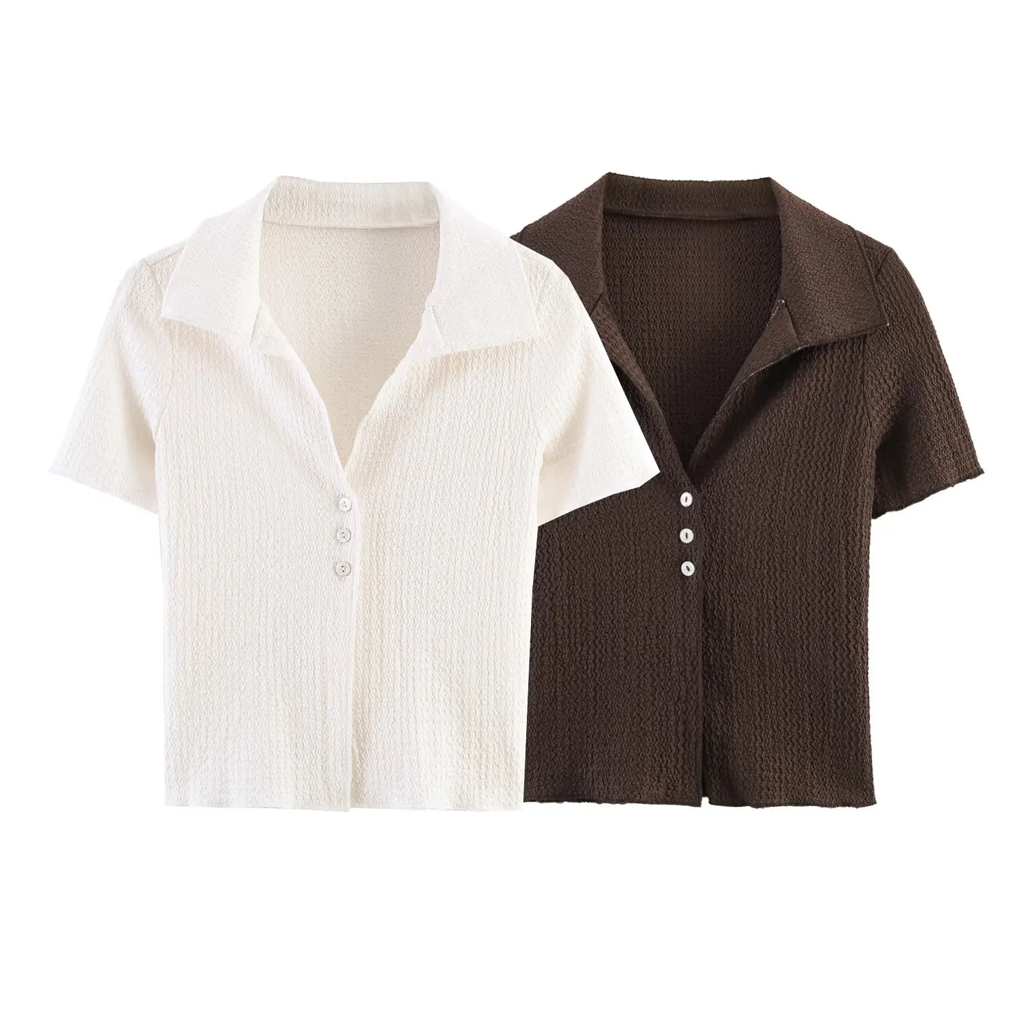 Withered 2026 Fashion European And American New Product Honeycomb Decoration Short Sleeve Shirt Versatile Collar Button Top
Withered 2026 Fashion European And American New Product Honeycomb Decoration Short Sleeve Shirt Versatile Collar Button Top