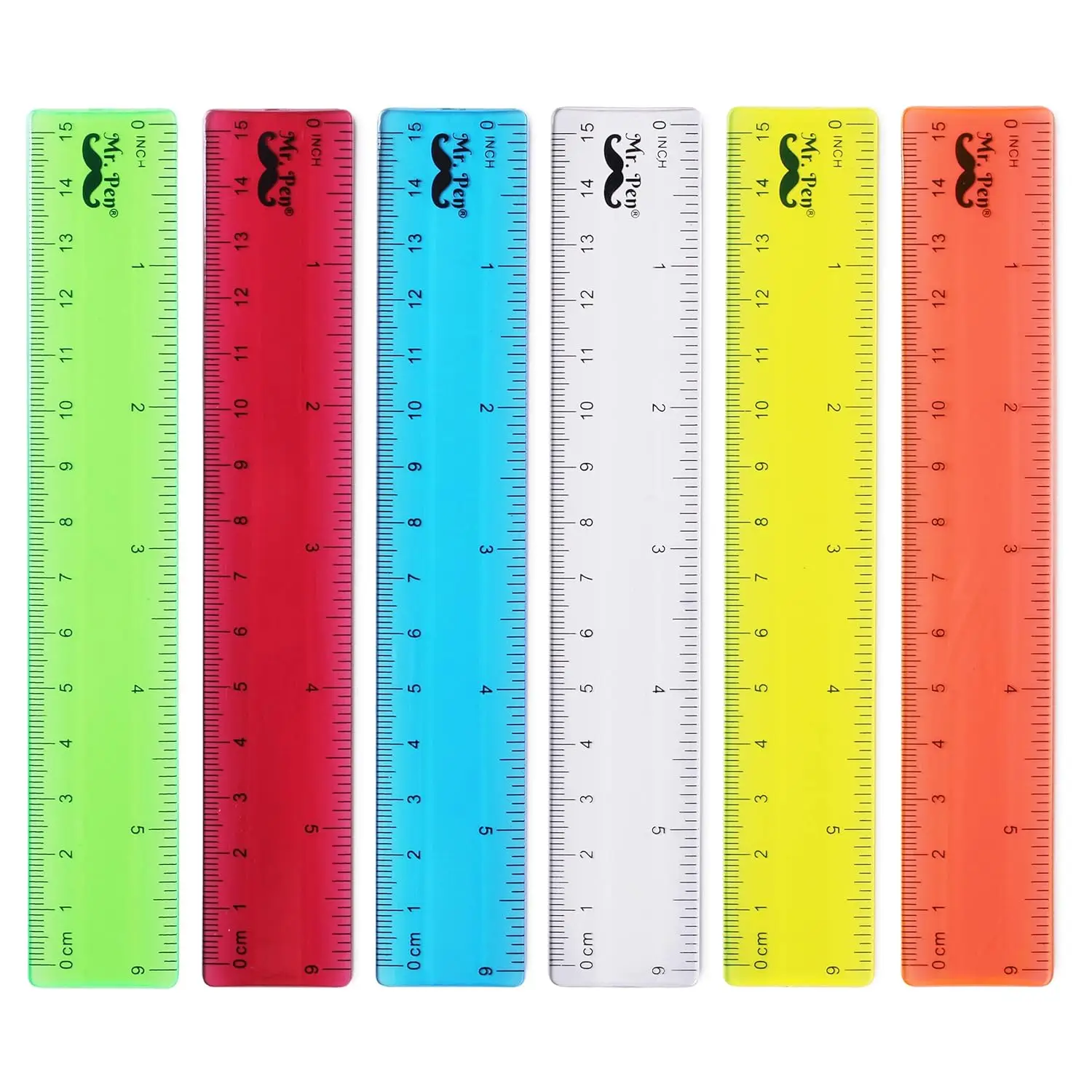 Plastic Rulers 6 Inch, 6 Pack, Assorted Colors, Scratch-Resistant with Inches and Centimeters for School Office Crafting
Plastic Rulers 6 Inch, 6 Pack, Assorted Colors, Scratch-Resistant with Inches and Centimeters for School Office Crafting