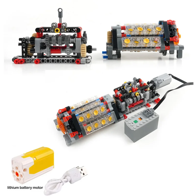 6-speed Gearbox Technology Building Blocks With V16 Translucent Engine Composition Transmission Assembled MOC Bricks DIY Toys
6-speed Gearbox Technology Building Blocks With V16 Translucent Engine Composition Transmission Assembled MOC Bricks DIY Toys