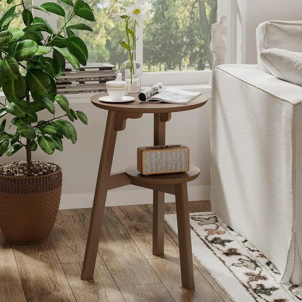 Round End Table for Small Spaces, Narrow Side Table, Accent Table Night Stand with 2 Tier Shelf for Bedroom and Living Room
Round End Table for Small Spaces, Narrow Side Table, Accent Table Night Stand with 2 Tier Shelf for Bedroom and Living Room
