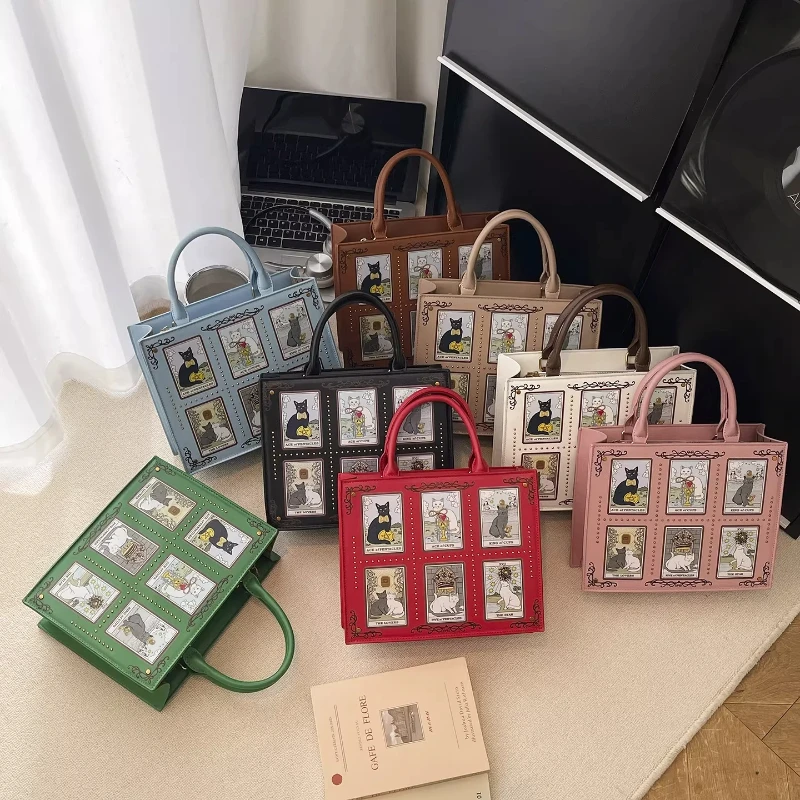 Women'S Tarot Card Cat Print Handbag Bohemian Niche Style Top Handle Cross Square Luxury Pu Handbag Suitable For Daily Commuting
Women'S Tarot Card Cat Print Handbag Bohemian Niche Style Top Handle Cross Square Luxury Pu Handbag Suitable For Daily Commuting