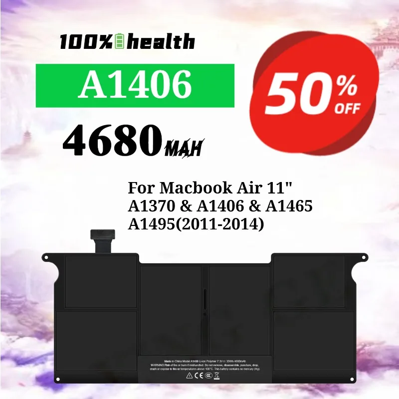4680mAh Laptop Battery for Apple Macbook Air 11 A1370 A1406 A1465 A1495 Lithium Rechargeable Battery
4680mAh Laptop Battery for Apple Macbook Air 11 A1370 A1406 A1465 A1495 Lithium Rechargeable Battery