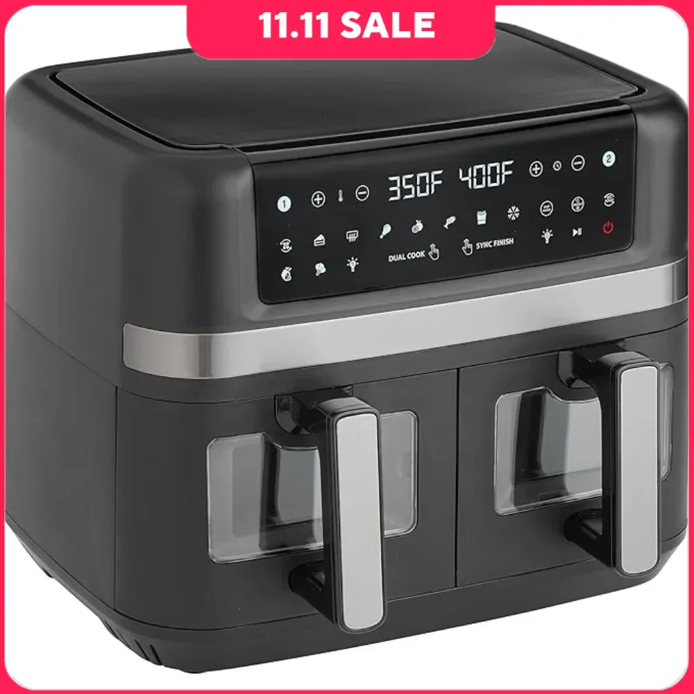 10QT Air Fryers with Dual Nonstick Basket, Dual Zone & Digital Controls View Windows and 15 Cooking Presets, Compact Air Fryers
10QT Air Fryers with Dual Nonstick Basket, Dual Zone & Digital Controls View Windows and 15 Cooking Presets, Compact Air Fryers
