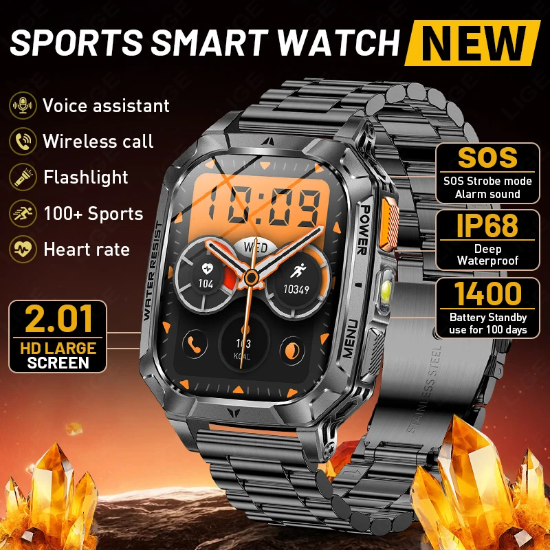 LIGE Men Military Smart Watch 1400mAh Battery Outdoor Tracker 100+ Sports Modes IP68 Waterproof Smart Watches Exercise New 2026
LIGE Men Military Smart Watch 1400mAh Battery Outdoor Tracker 100+ Sports Modes IP68 Waterproof Smart Watches Exercise New 2026