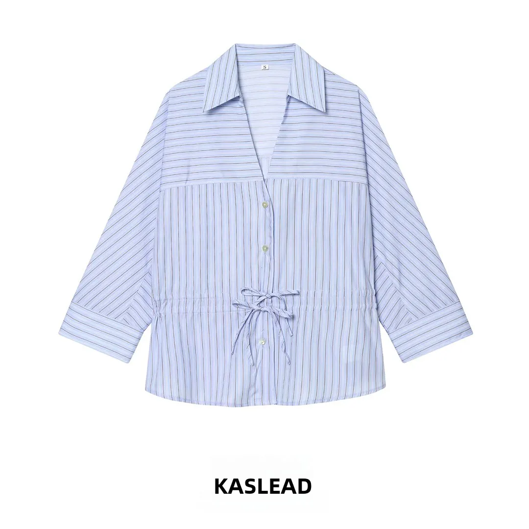 Модная женская полосатая рубашка KASLEAD с узлом, свободного кроя, с длинным рукавом, из дышащего полиэстера, весна 2026
Модная женская полосатая рубашка KASLEAD с узлом, свободного кроя, с длинным рукавом, из дышащего полиэстера, весна 2026