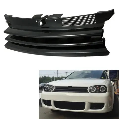 1x Front Bumper Grill Front Hood Grille For Golf 4 MK4 R32 Air Intake Grille Automobiles Replacement Exterior Parts Accessories