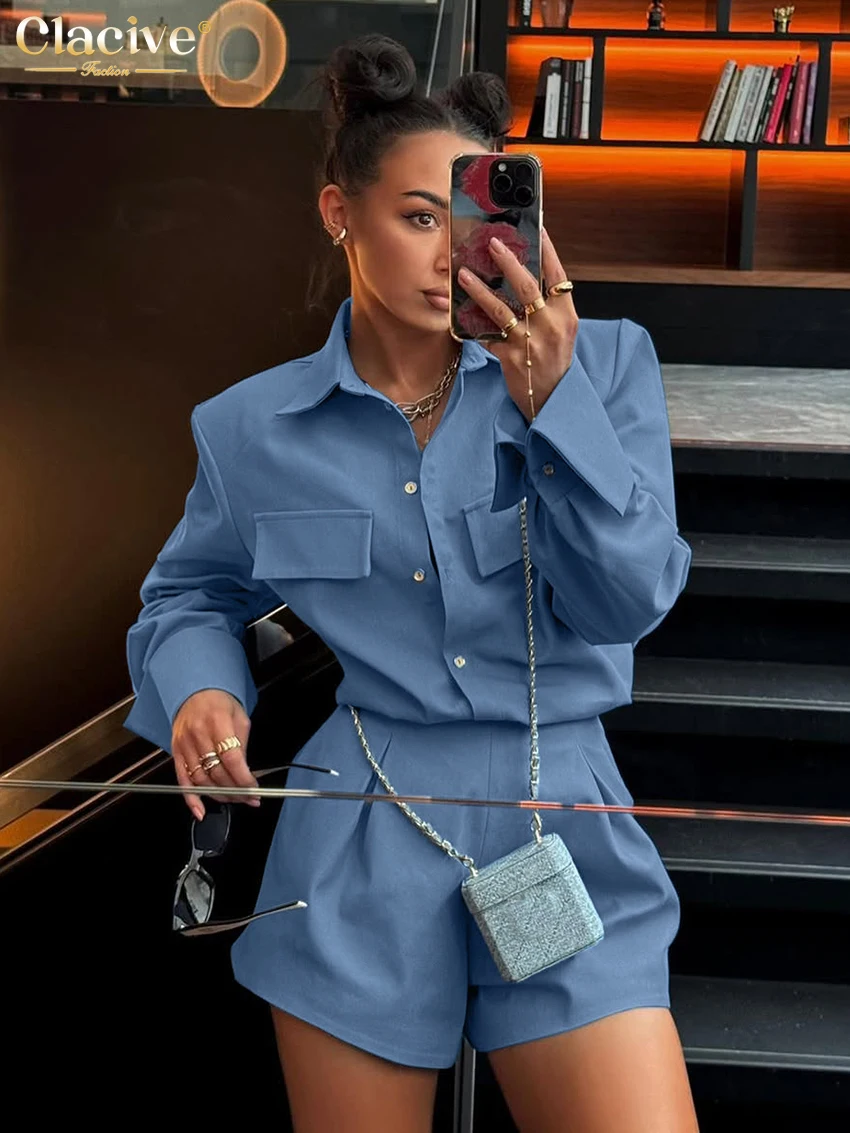 Clacive Fashion Loose Blue Women's Two Pieces Set 2026 Elegant Long Sleeve Shirt With High Waist Mini Shorts Set Female Clothing
Clacive Fashion Loose Blue Women's Two Pieces Set 2026 Elegant Long Sleeve Shirt With High Waist Mini Shorts Set Female Clothing