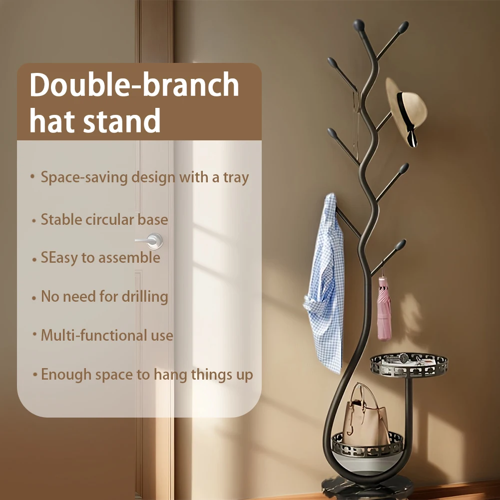 Metal Coat Rack Carbon Steel Coat Tree with 2 Storage Tray Space Saving Storage Shelf Clothes Hanging Organizer for Home Office
Metal Coat Rack Carbon Steel Coat Tree with 2 Storage Tray Space Saving Storage Shelf Clothes Hanging Organizer for Home Office