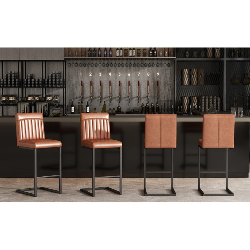 Vintage Brown Faux Leather Bar Stool - 26" Counter Height, Tufted Backrest, Black Frame, 2 Sets for Kitchen/Home Bar
Vintage Brown Faux Leather Bar Stool - 26" Counter Height, Tufted Backrest, Black Frame, 2 Sets for Kitchen/Home Bar