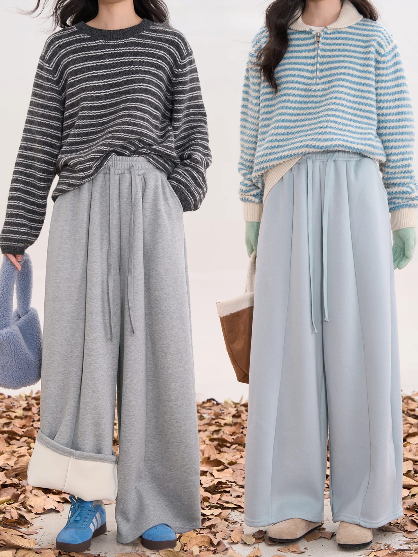 Heme Smooth Silk Dstring Wide Leg Pants Women's Loose Versatile Fce Lined Thiened Sweatpants Casual High Waist
Heme Smooth Silk Dstring Wide Leg Pants Women's Loose Versatile Fce Lined Thiened Sweatpants Casual High Waist